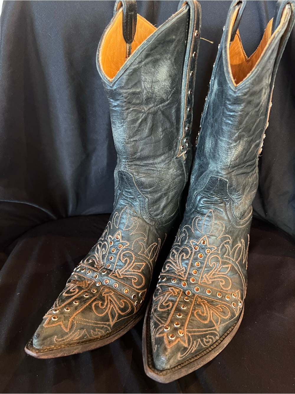 Vintage Old Gringo Distressed Black Boots.